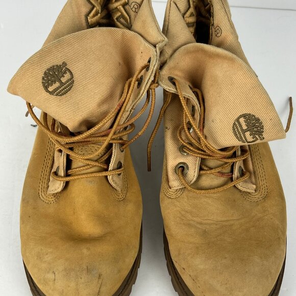 Timberland Boots Size 5 Beige Suede Block Heel 1.25in Roud Toe Lace Up - Picture 5 of 6